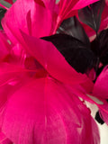 THINK PINK Magenta sinamay disc with feathers