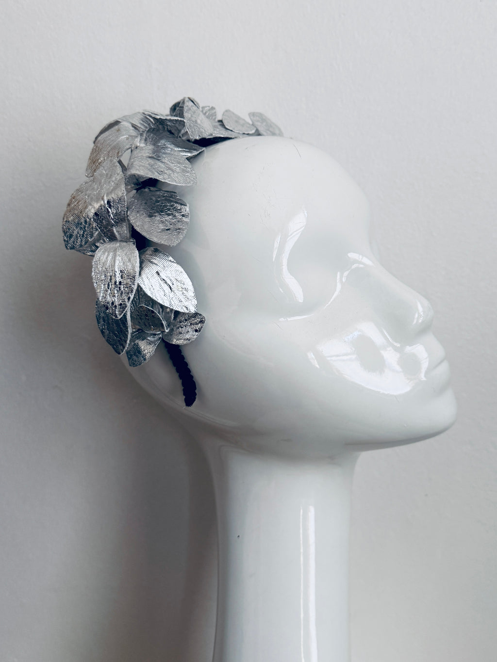Silver Leather Leaf Headband