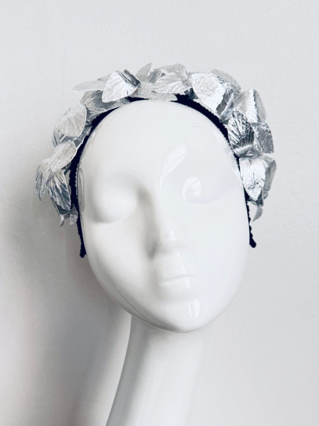 Silver Leather Leaf Headband