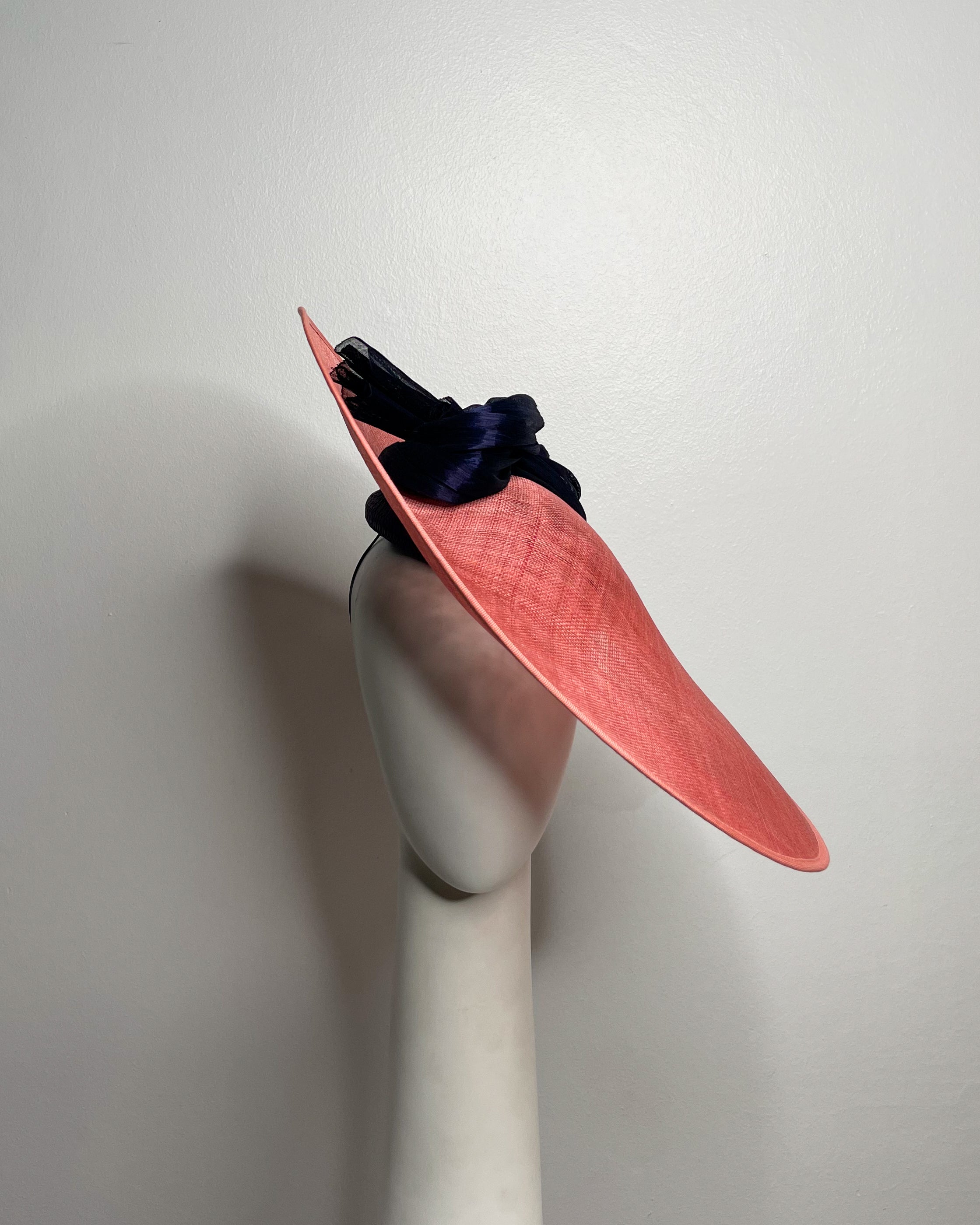 TASTE OF SORBET Peach orange disc with navy blue silk