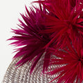 UNDER THE TUSCAN SUN Grey / lilac straw base with magenta and fuchsia feathers